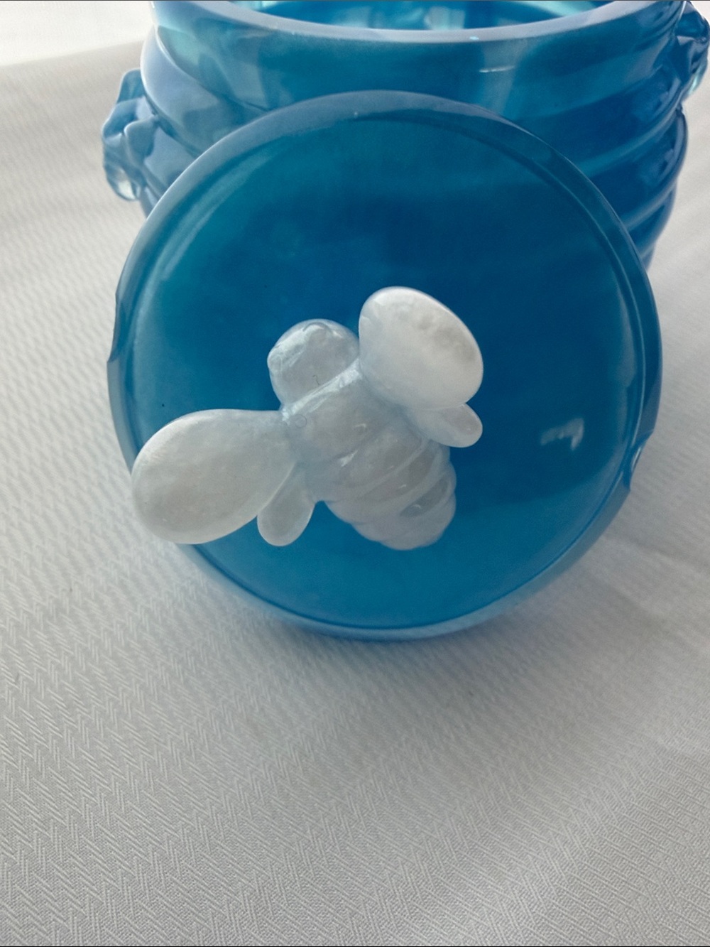 Handmade Resin Blue Bee-Top  Jar - Picture 2 of 3